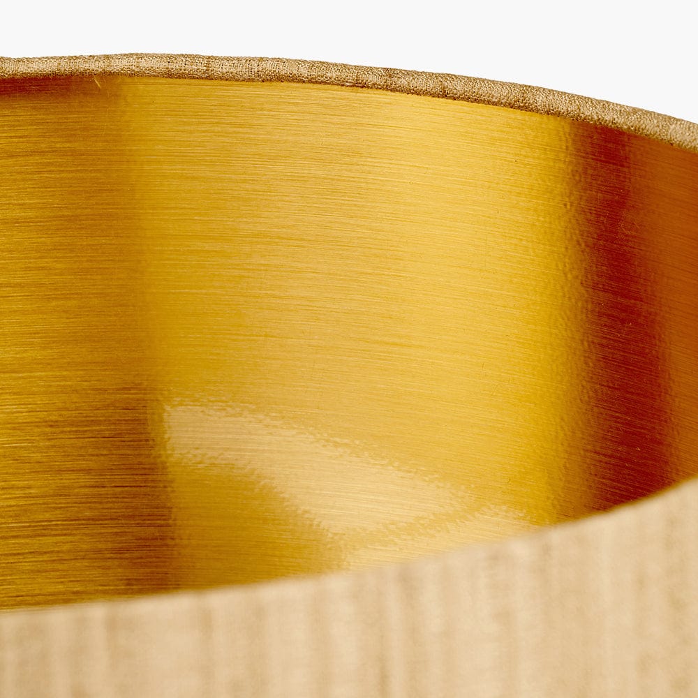 Stellan 40cm Gold Slubbed Silk Mix Gold Lined Cylinder Lampshade.