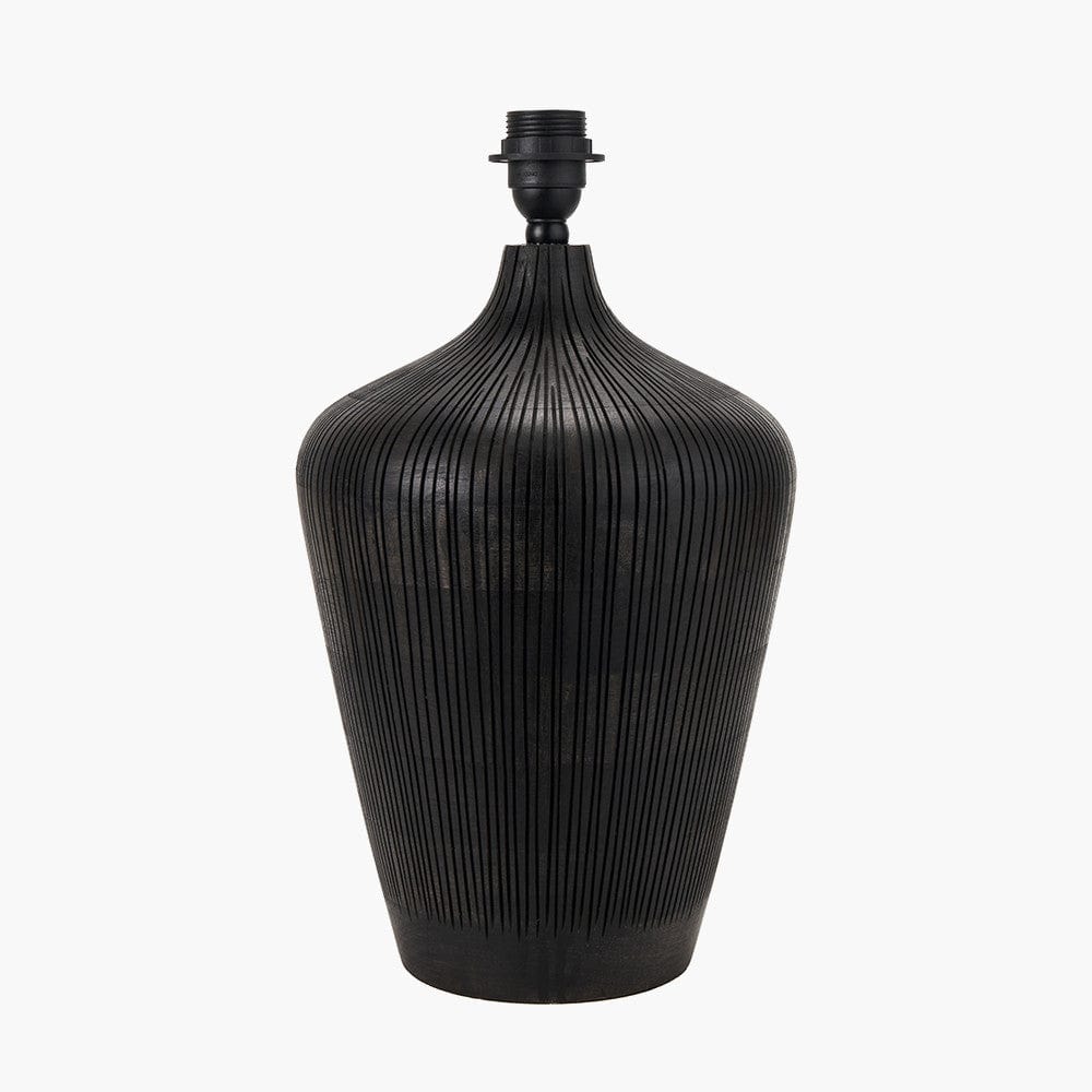 Taika Antique Black Textured Wood Table Lamp.
