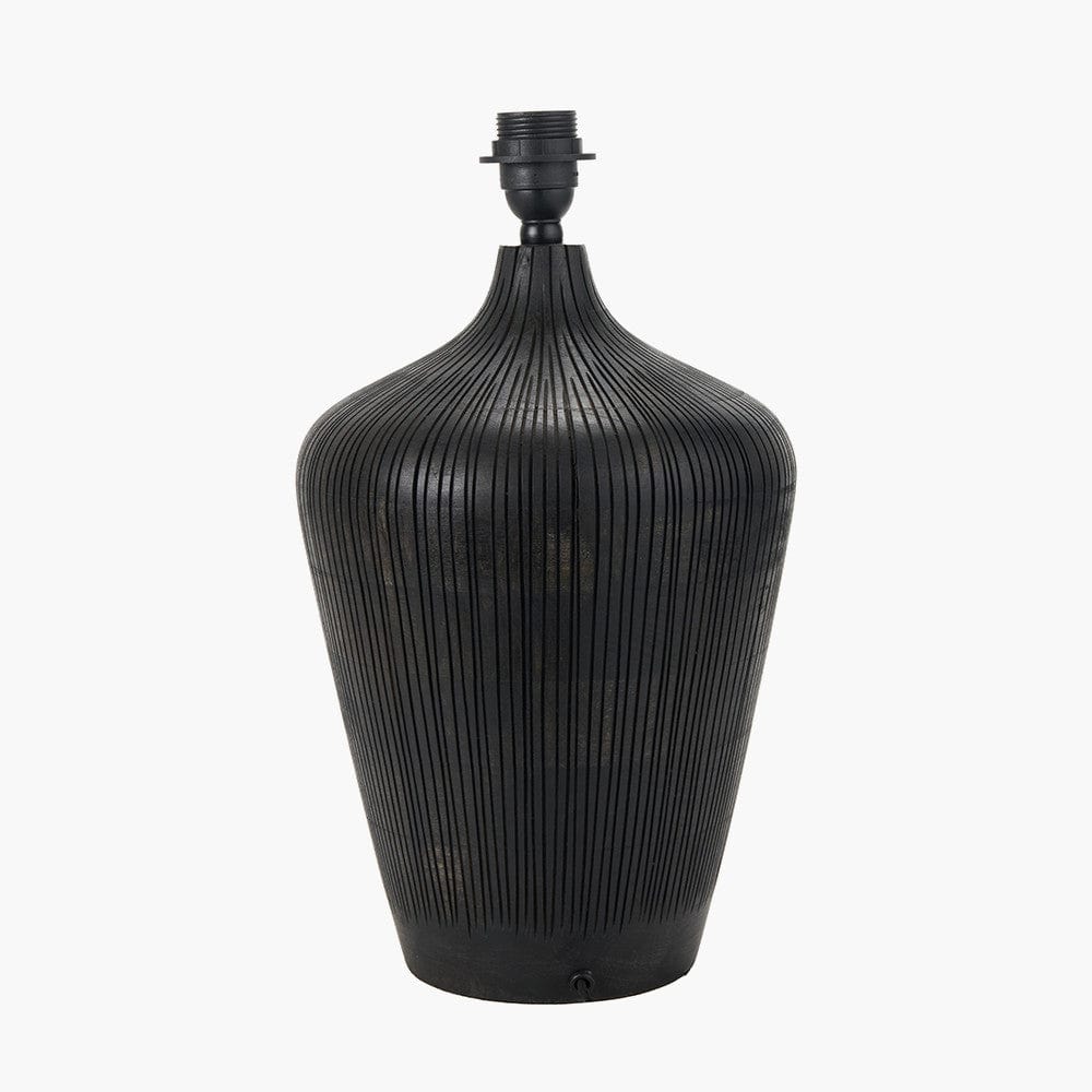 Taika Antique Black Textured Wood Table Lamp.