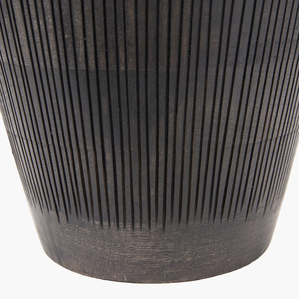 Taika Antique Black Textured Wood Table Lamp.