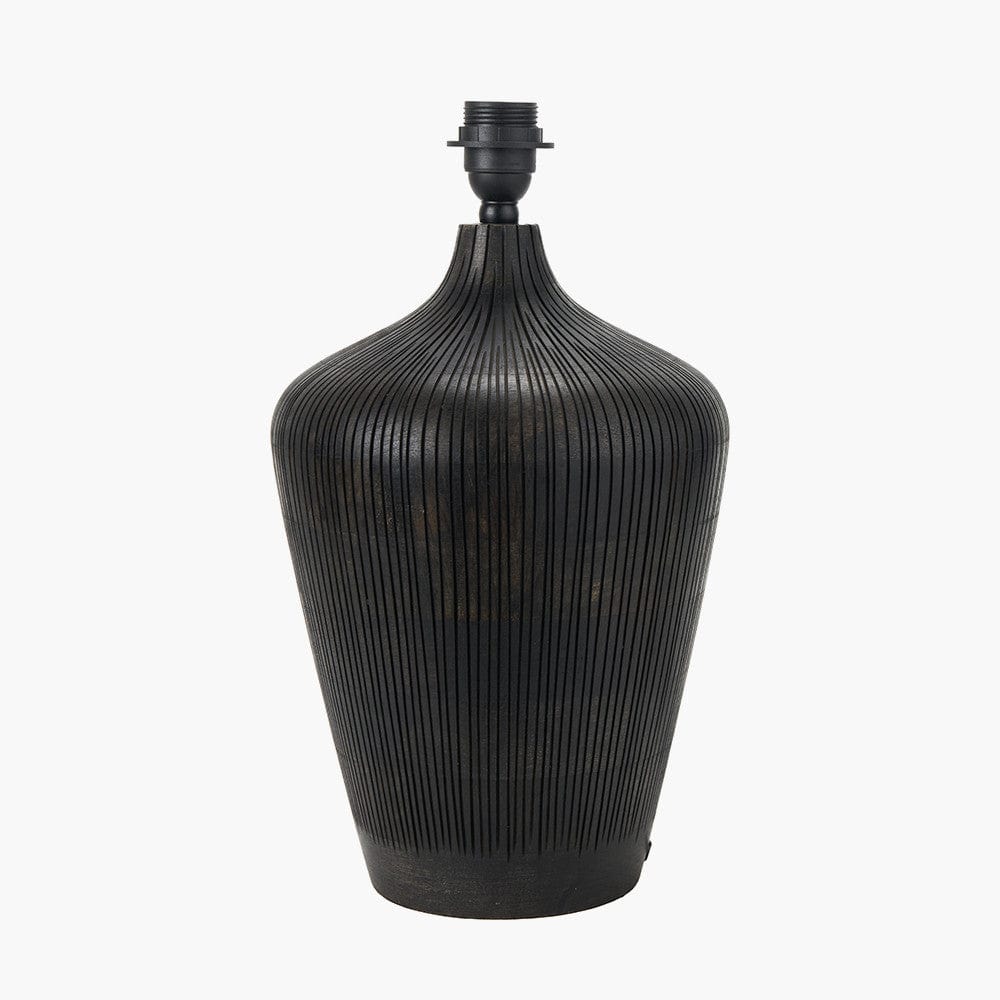 Taika Antique Black Textured Wood Table Lamp.