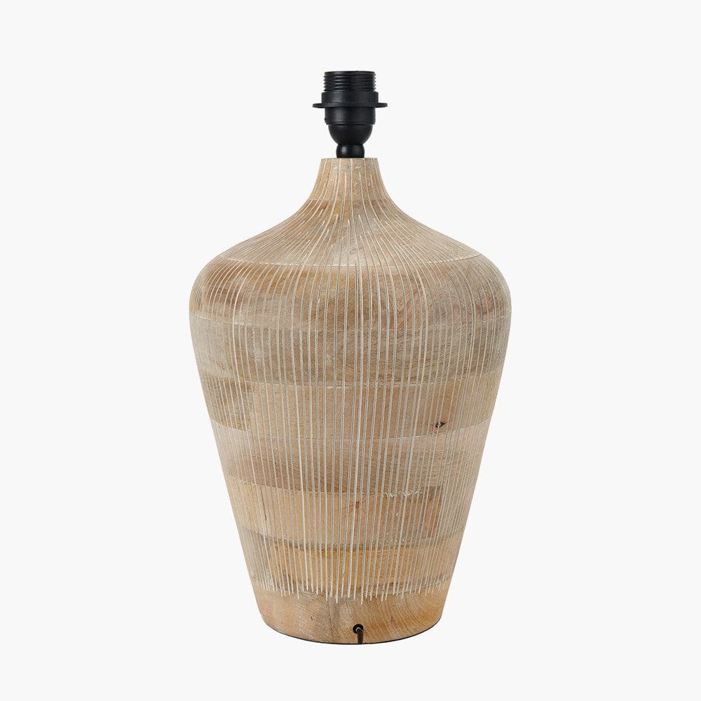 Taika White Wash Textured Wood Table Lamp.