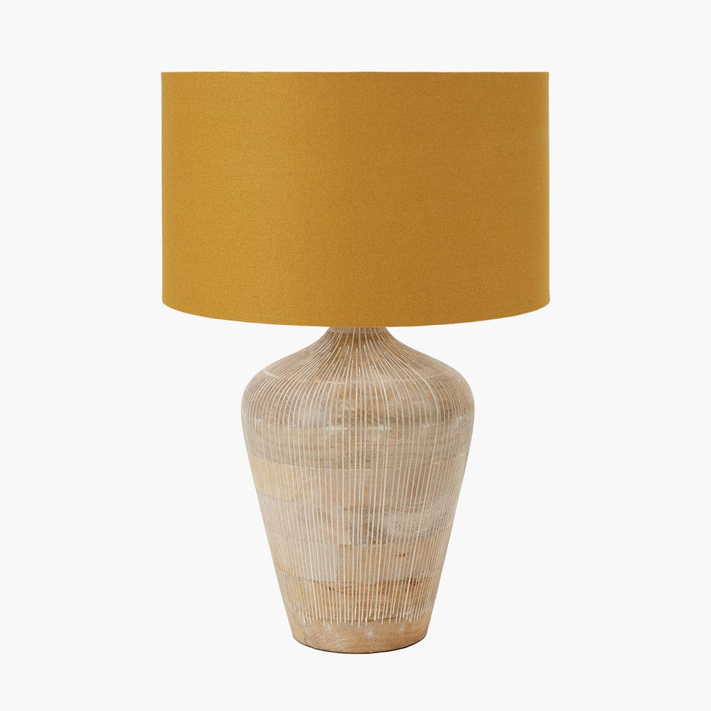 Taika White Wash Textured Wood Table Lamp.