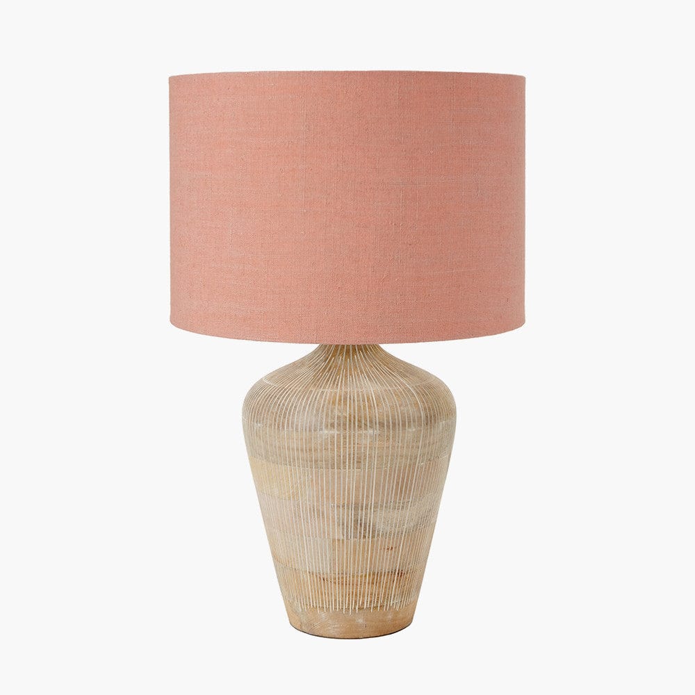 Taika White Wash Textured Wood Table Lamp.