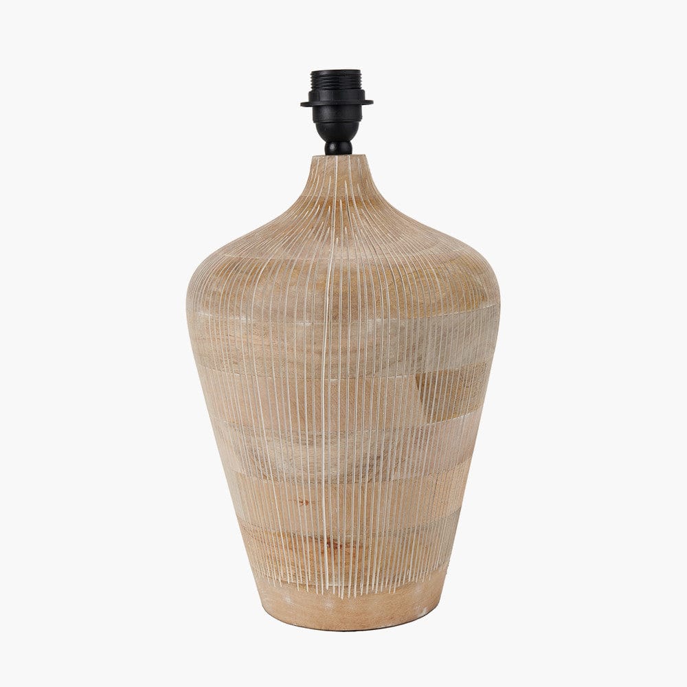 Taika White Wash Textured Wood Table Lamp.