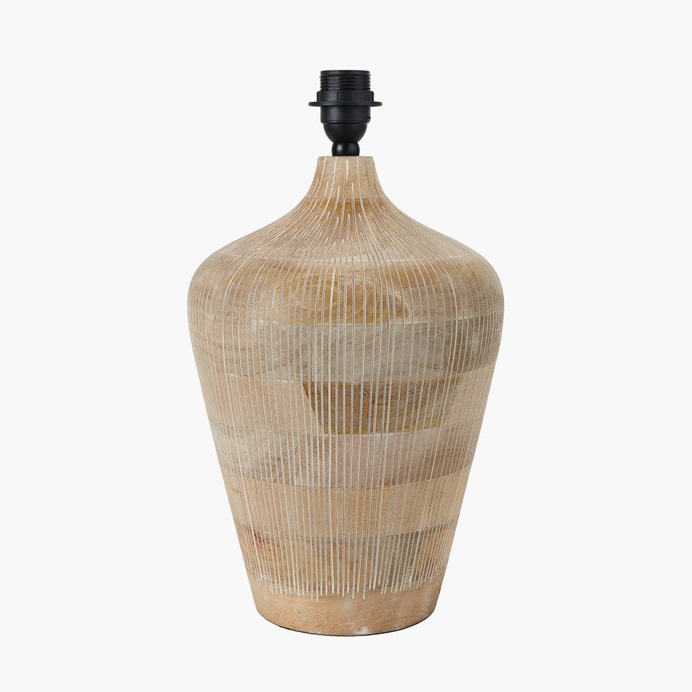 Taika White Wash Textured Wood Table Lamp.