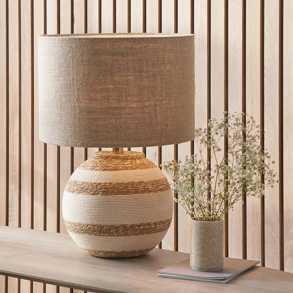 Talalla Cream and Natural  Sea Grass Round Table Lamp.