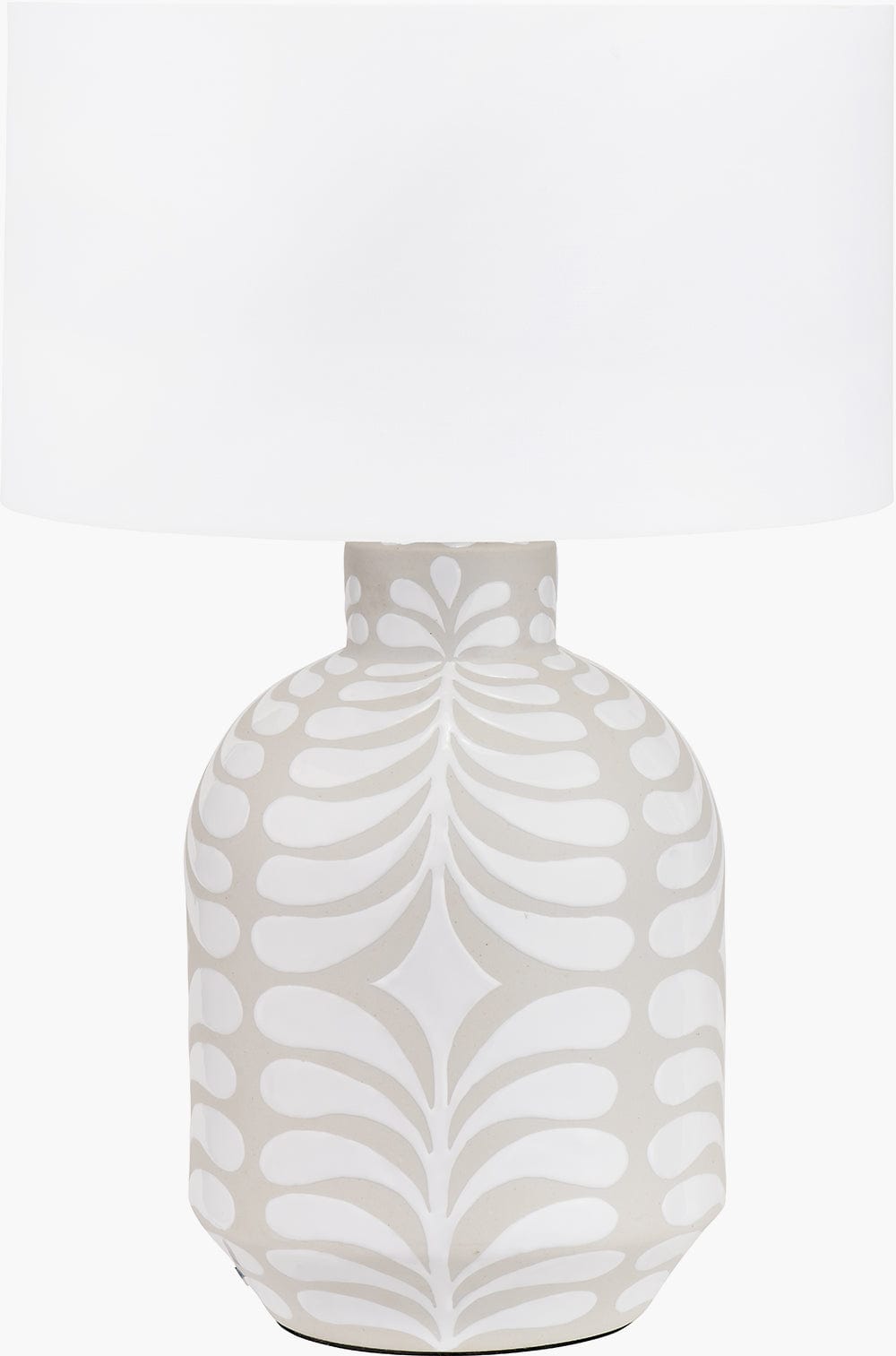 Tania Grey and White Pattern Ceramic Table Lamp Base.
