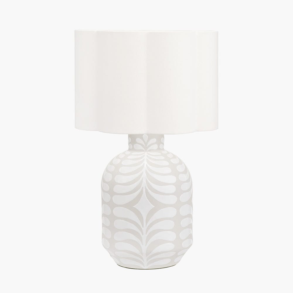 Tania Grey and White Pattern Ceramic Table Lamp Base.