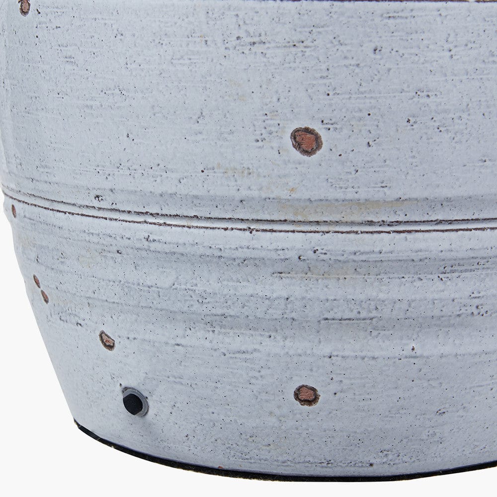 Thalia White Textured Groove Design Stoneware Table Lamp.