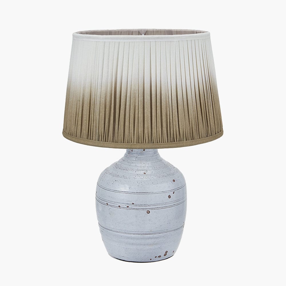 Thalia White Textured Groove Design Stoneware Table Lamp.