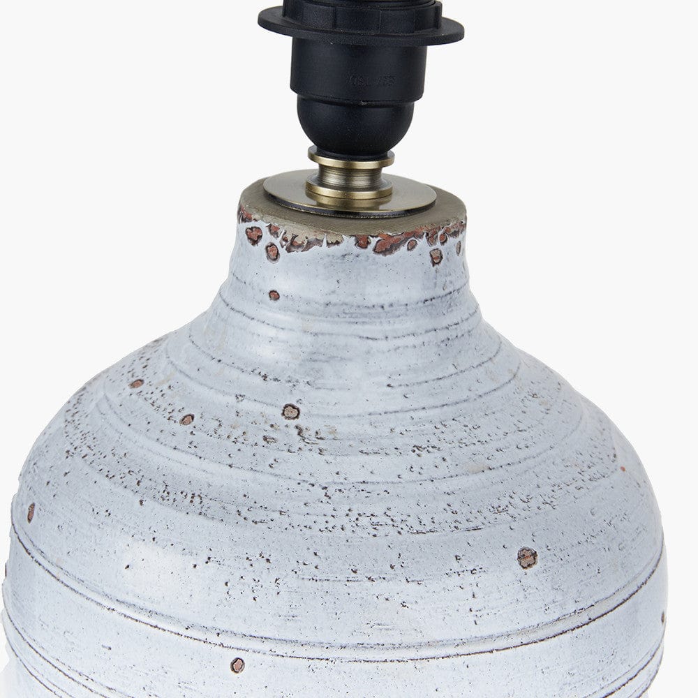 Thalia White Textured Groove Design Stoneware Table Lamp.
