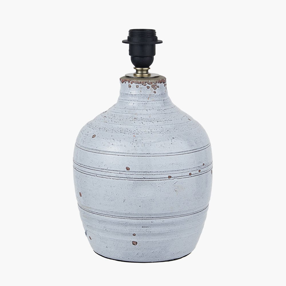 Thalia White Textured Groove Design Stoneware Table Lamp.