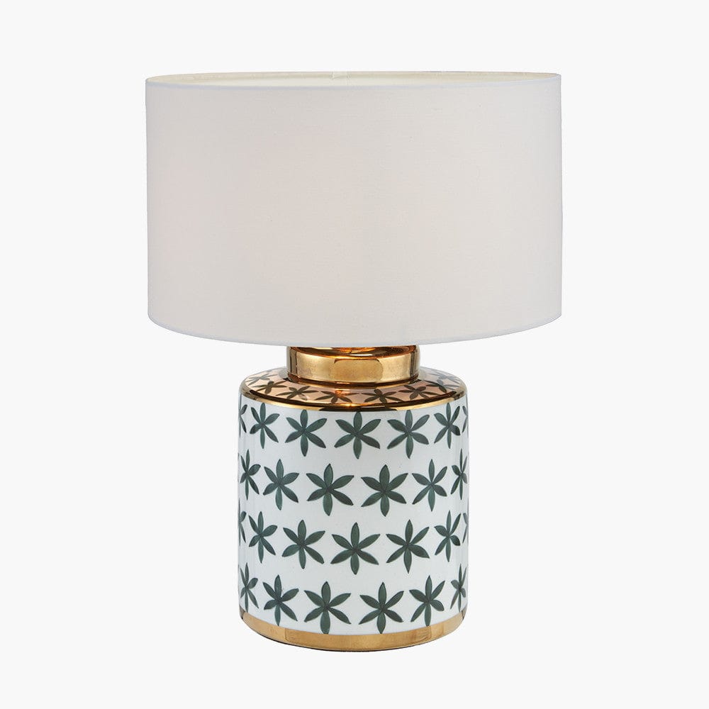 Thea Green and Gold Leaf Ceramic Table Lamp.