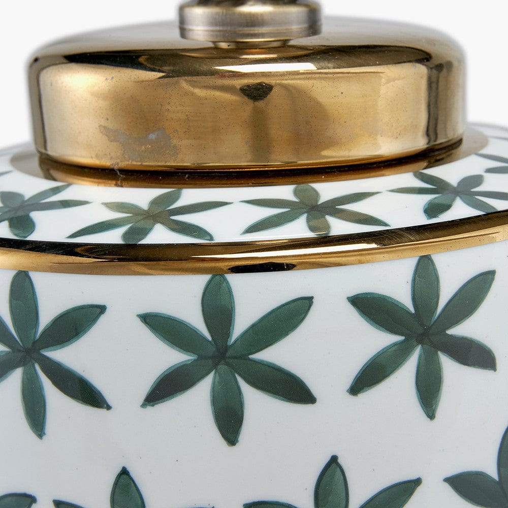 Thea Green and Gold Leaf Ceramic Table Lamp.