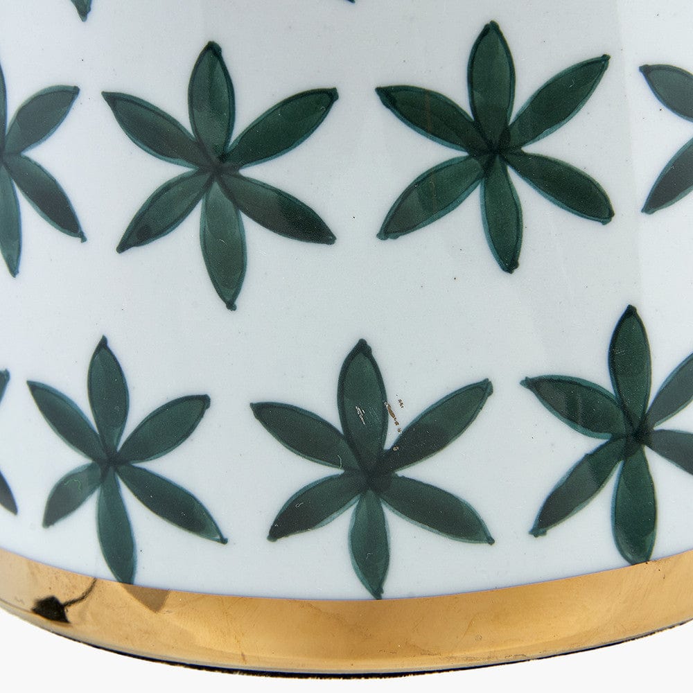 Thea Green and Gold Leaf Ceramic Table Lamp.