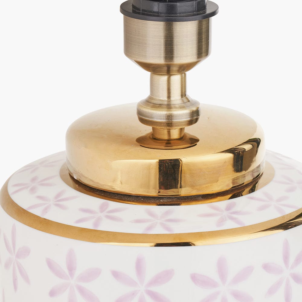 Pacific Lifestyle Lighting Thea Lillac and Gold Leaf Ceramic Table Lamp Base House of Isabella UK