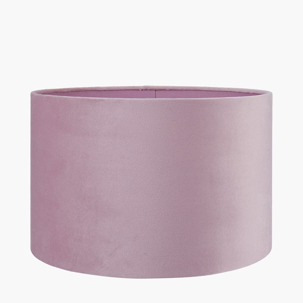 Thea Lillac and Gold Leaf Ceramic Table Lamp Base with Rene 35cm Blush Velvet Cylinder Lampshade.