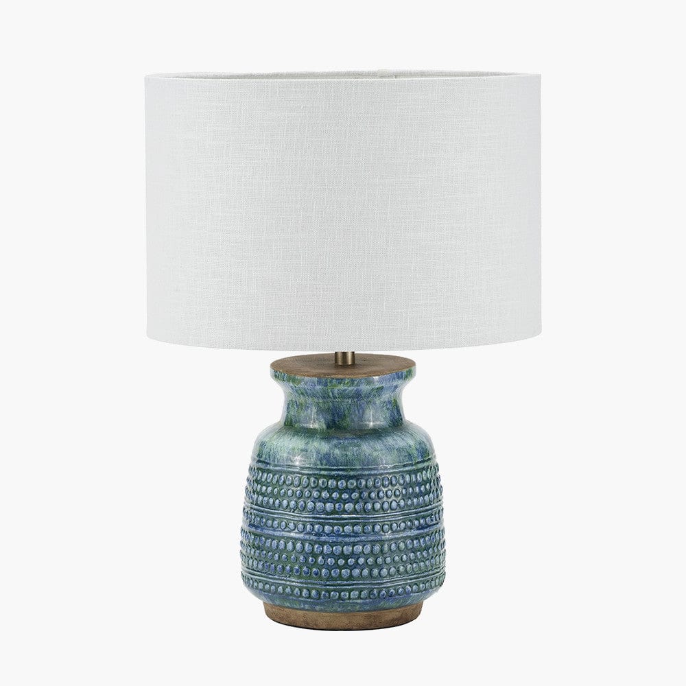 Pacific Lifestyle Lighting Theano Dot Design Blue Glaze Table Lamp Base House of Isabella UK