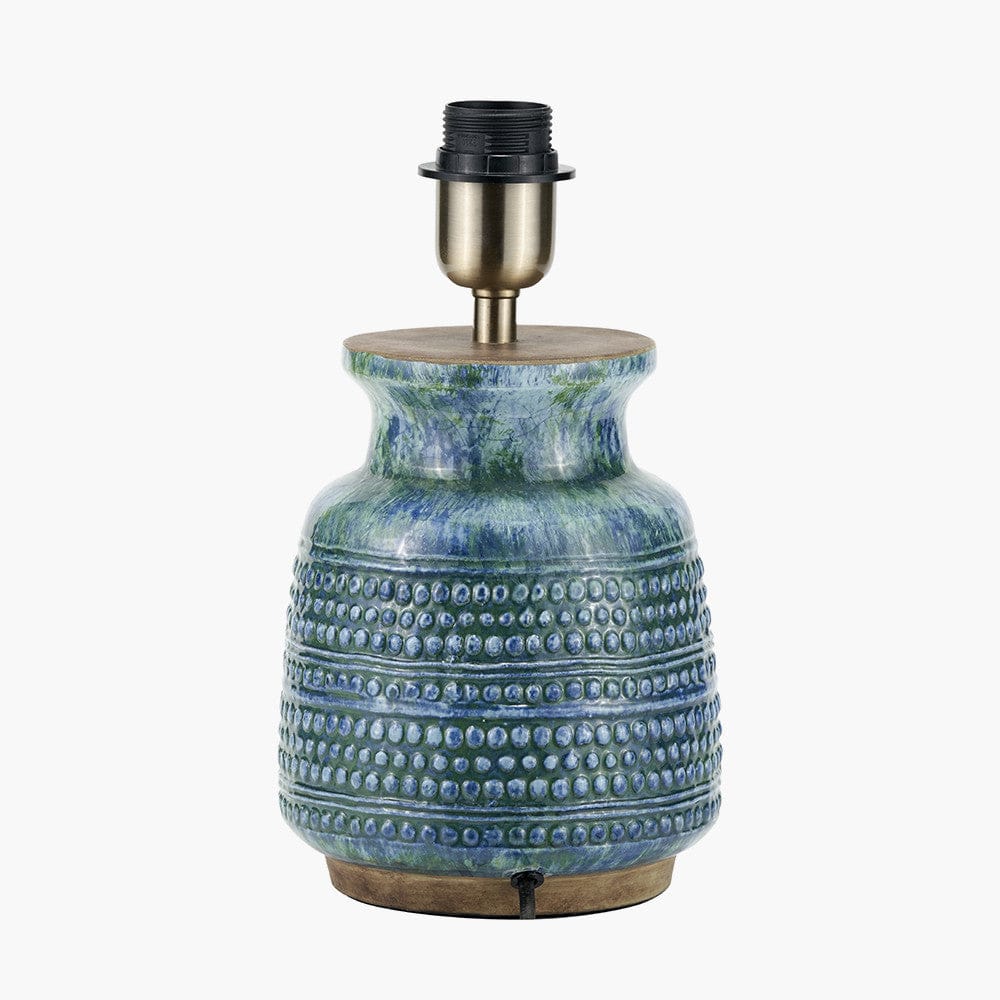 Pacific Lifestyle Lighting Theano Dot Design Blue Glaze Table Lamp Base House of Isabella UK