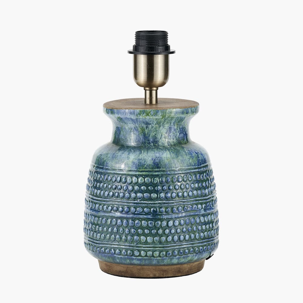 Pacific Lifestyle Lighting Theano Dot Design Blue Glaze Table Lamp Base House of Isabella UK