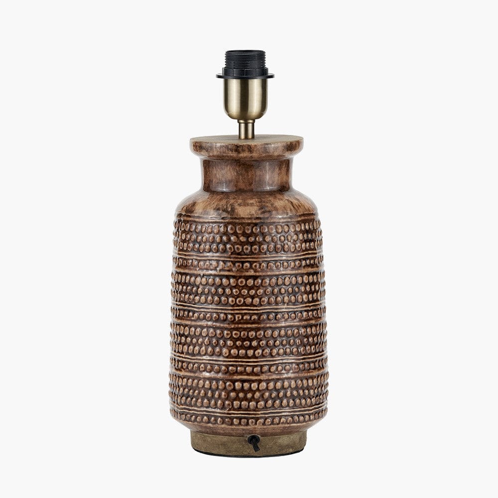 Pacific Lifestyle Lighting Theano Dot Design Brown Glaze Tall Table Lamp Base House of Isabella UK