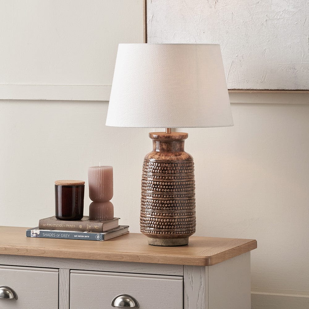 Pacific Lifestyle Lighting Theano Dot Design Brown Glaze Tall Table Lamp Base House of Isabella UK