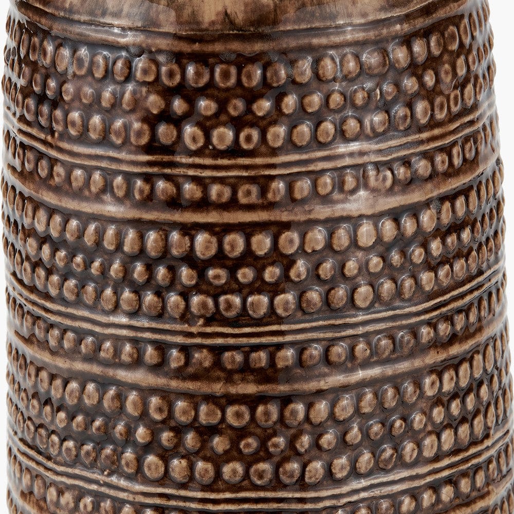 Pacific Lifestyle Lighting Theano Dot Design Brown Glaze Tall Table Lamp Base House of Isabella UK