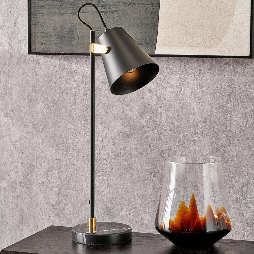 Theia Black and Brushed Brass Task Table Lamp.