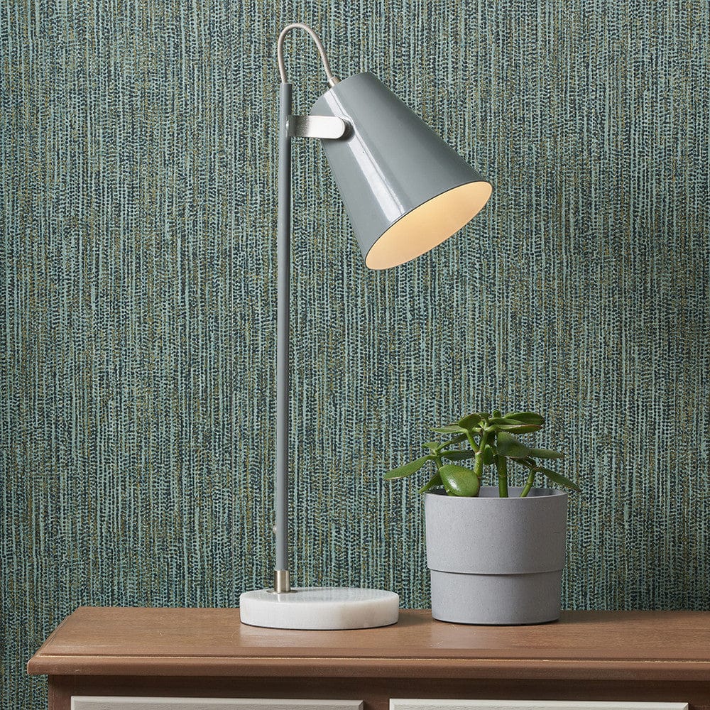 Pacific Lifestyle Lighting Theia Grey and Satin Nickel Task Table Lamp House of Isabella UK