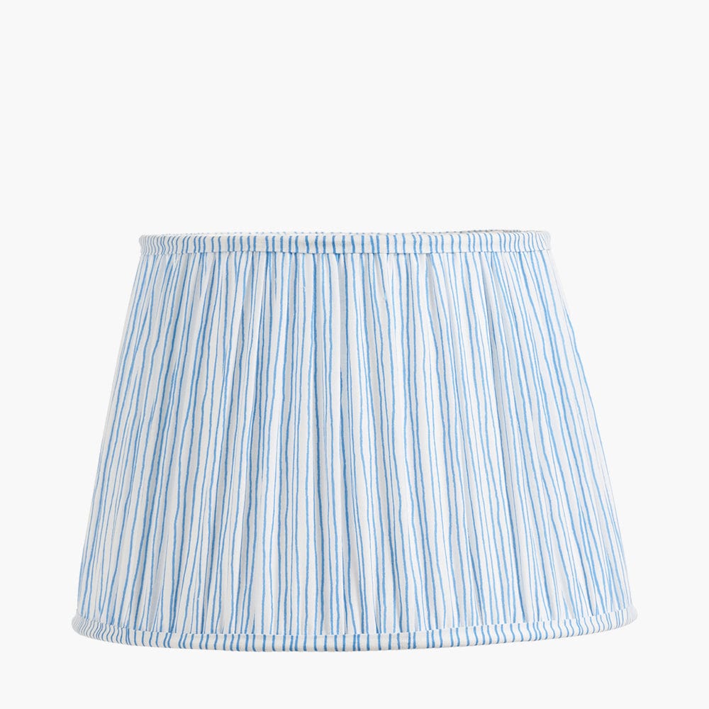 Thiago 40cm Ocean Blue Stripe Mushroom Pleat Tapered Lampshade.