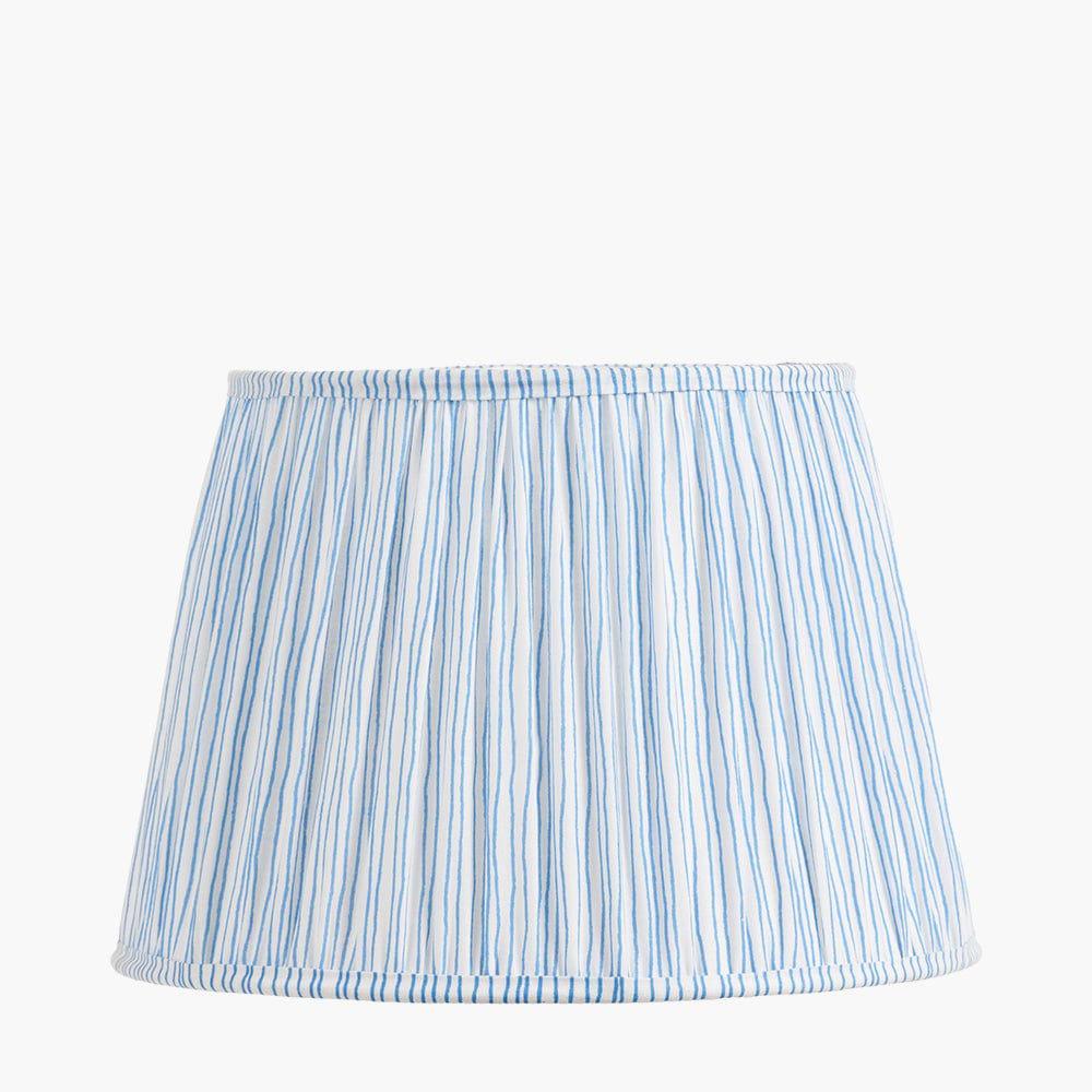 Thiago 40cm Ocean Blue Stripe Mushroom Pleat Tapered Lampshade.