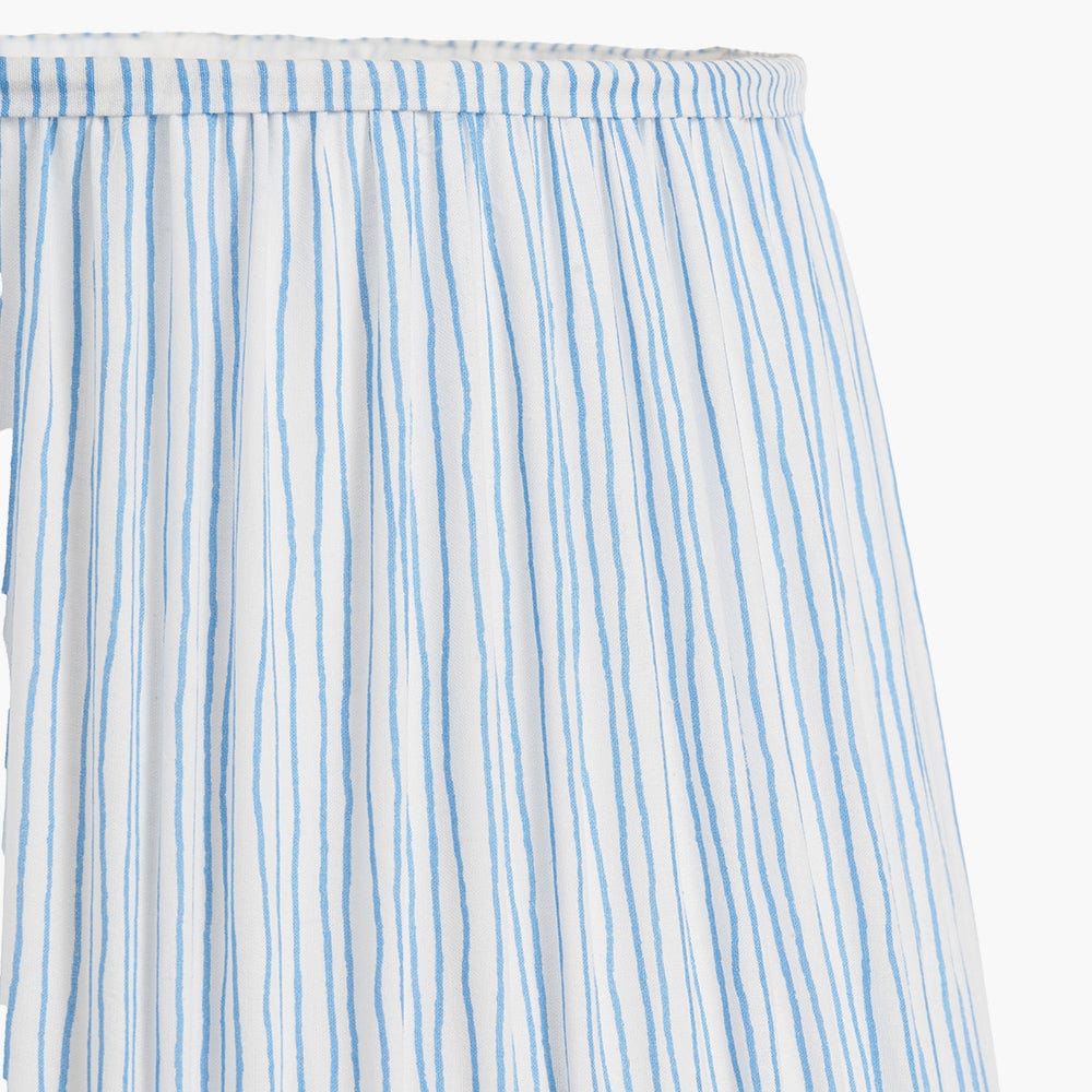 Thiago 40cm Ocean Blue Stripe Mushroom Pleat Tapered Lampshade.