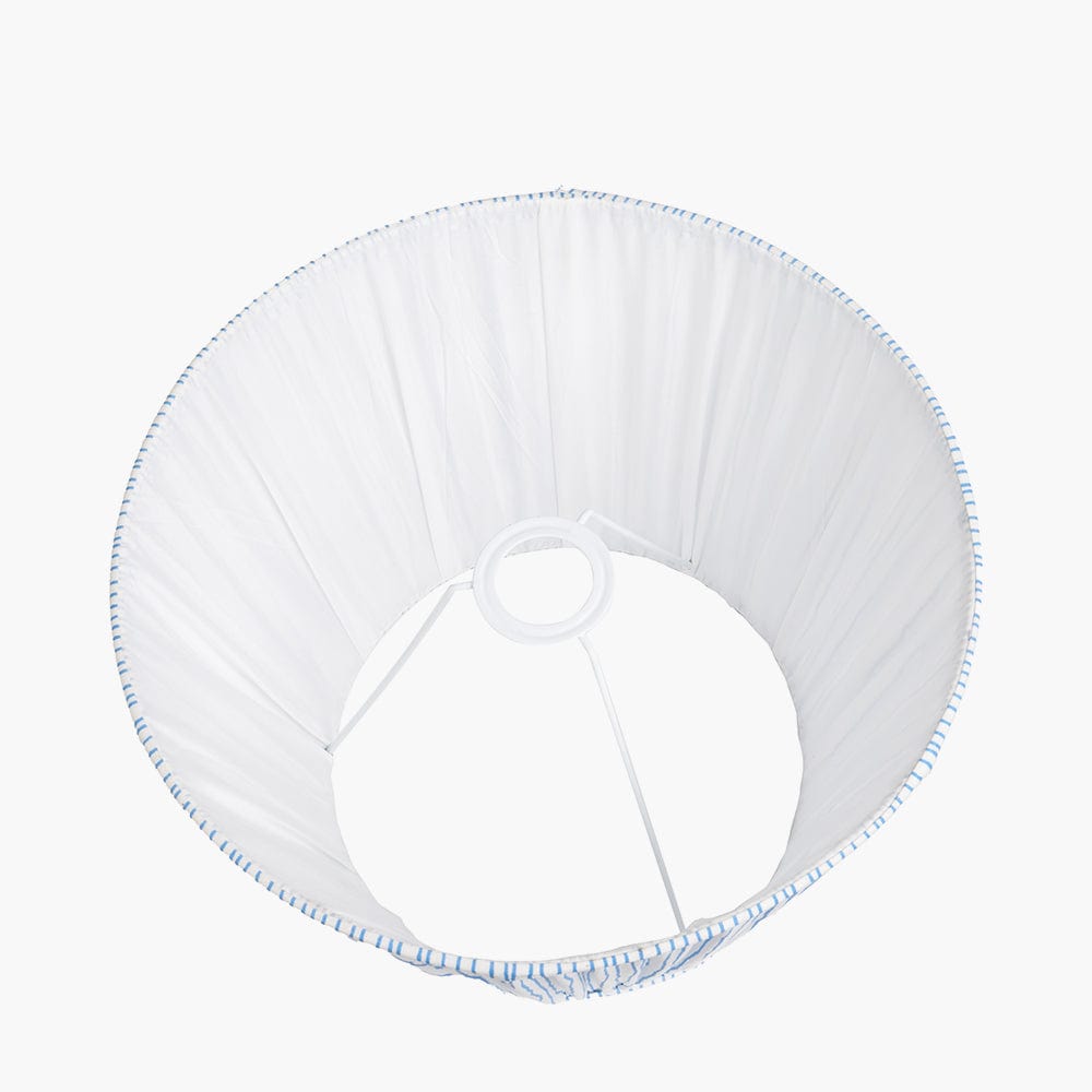 Thiago 40cm Ocean Blue Stripe Mushroom Pleat Tapered Lampshade.