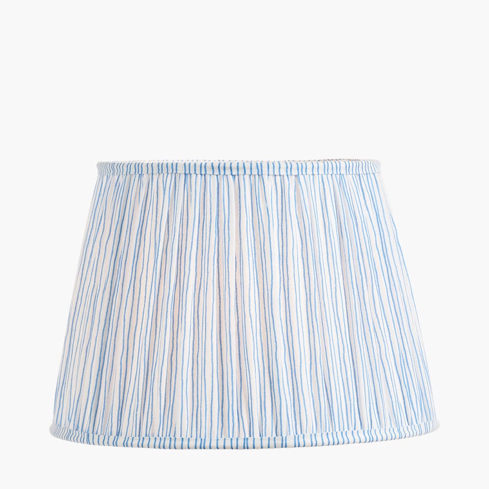 Pacific Lifestyle Lighting Thiago 45cm Ocean Blue Stripe Mushroom Pleat Tapered Lampshade House of Isabella UK