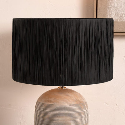 Pacific Lifestyle Lighting Tilia 40cm Black Raffia Cylinder Shade House of Isabella UK