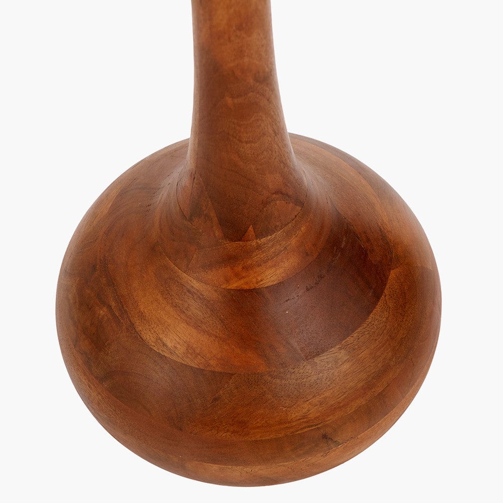 Toma Oiled Wood Tall Neck Floor Lamp Base with Edward 45cm Natural Linen Cylinder Lampshade.