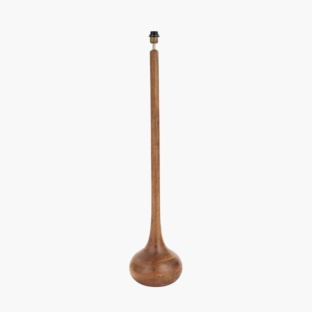 Toma Oiled Wood Tall Neck Floor Lamp Base with Henry 45cm Tobacco Handloom Cylinder Lampshade.