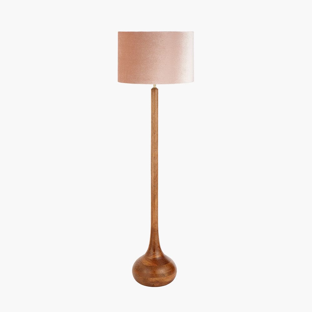 Toma Oiled Wood Tall Neck Floor Lamp.