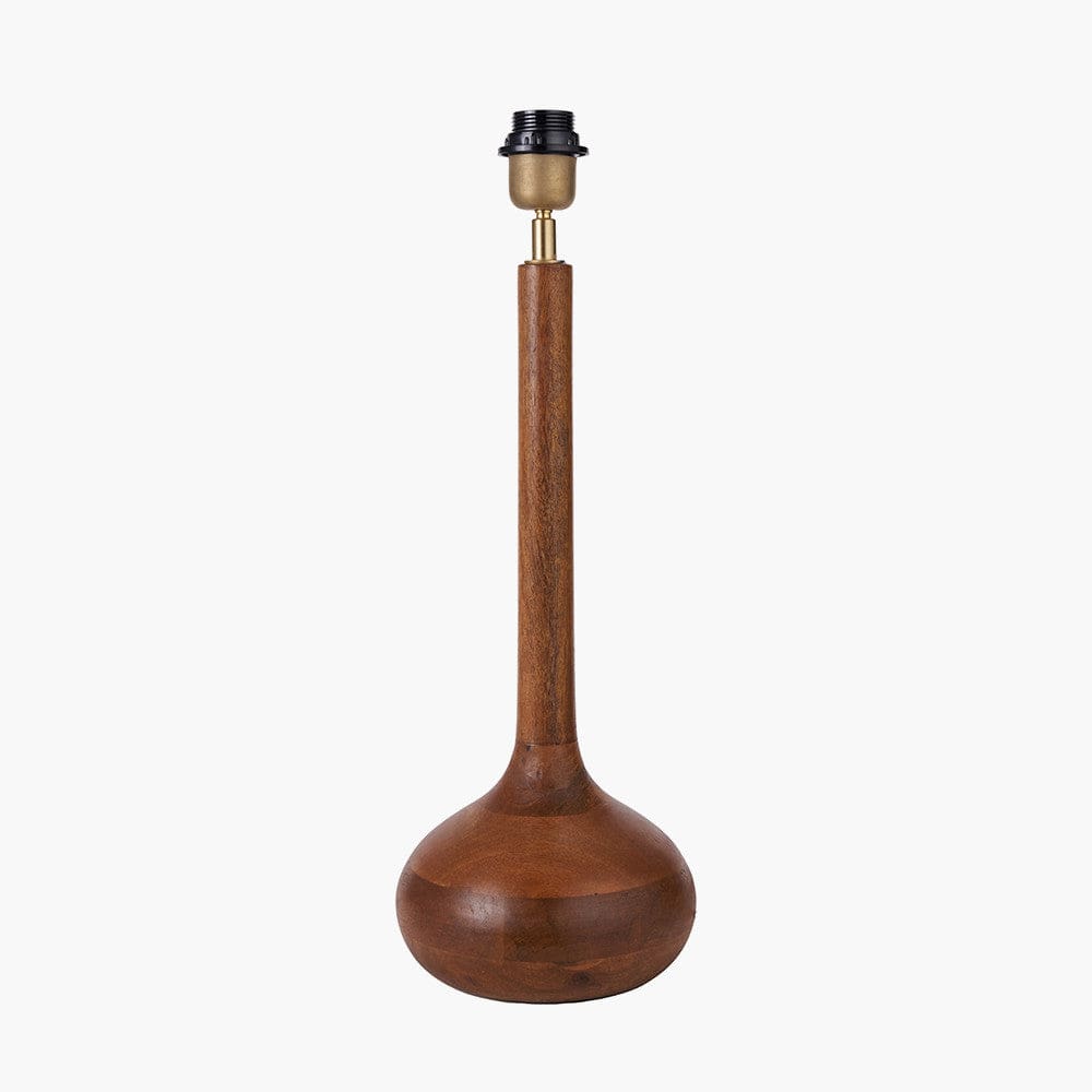 Toma Oiled Wood Tall Neck Table Lamp Base.