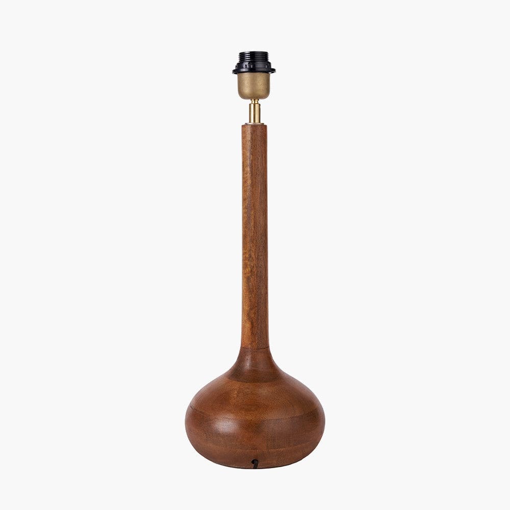Toma Oiled Wood Tall Neck Table Lamp Base.
