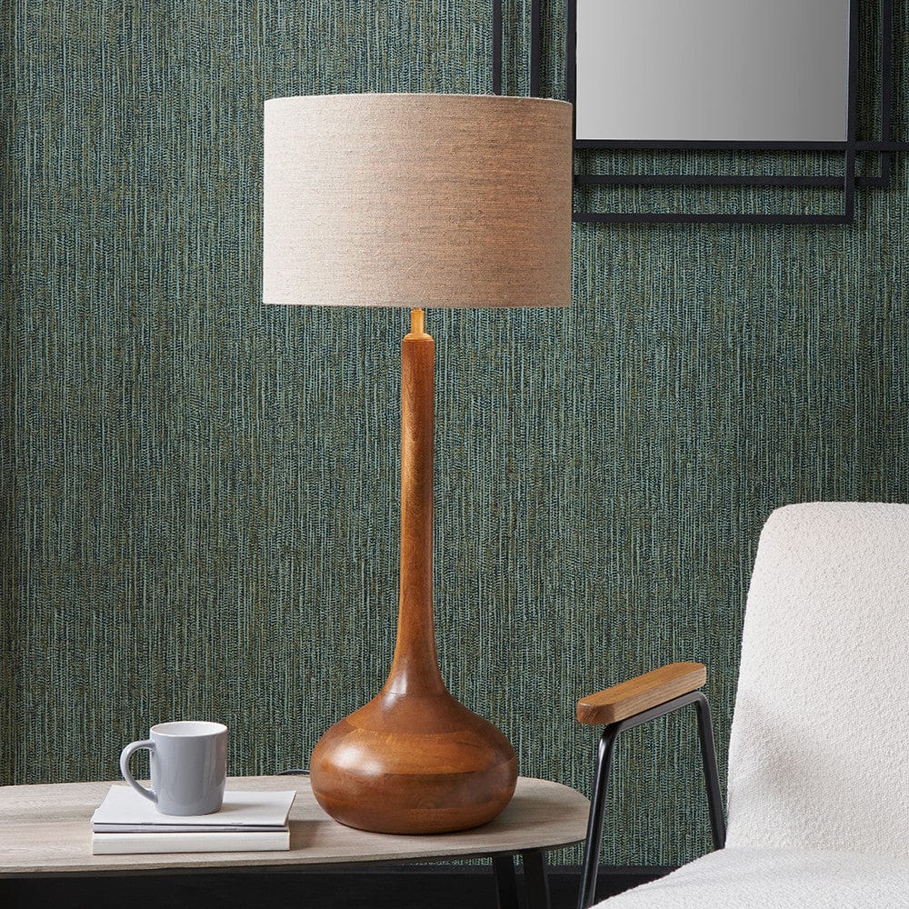 Toma Oiled Wood Tall Neck Table Lamp Base.