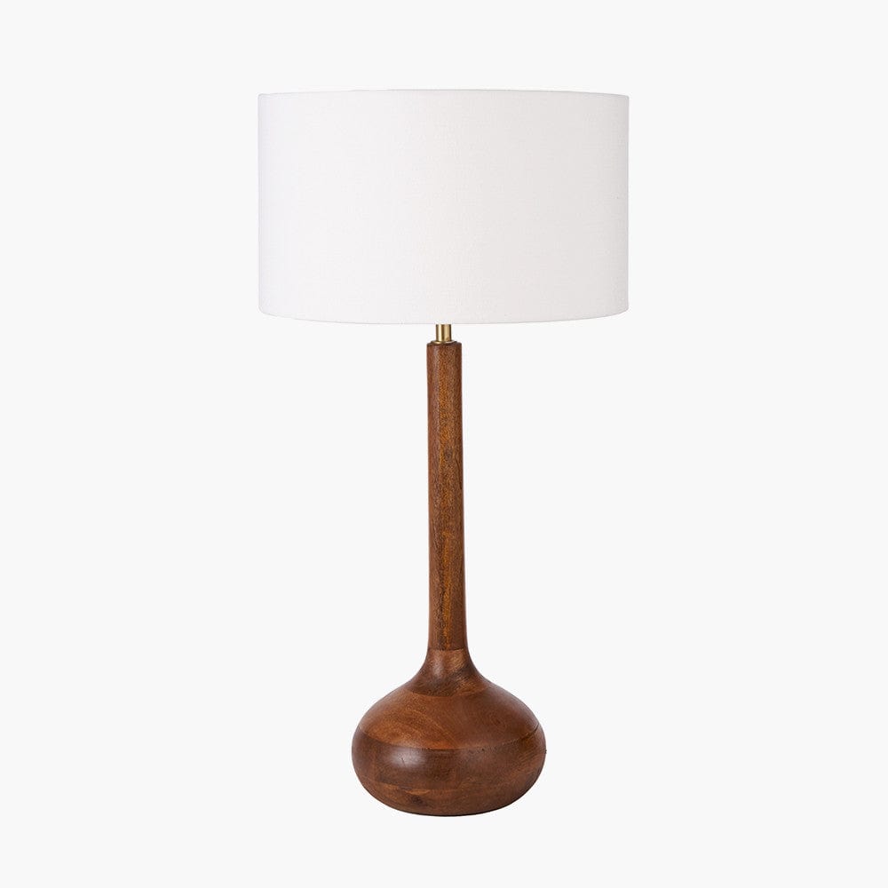 Toma Oiled Wood Tall Neck Table Lamp Base.