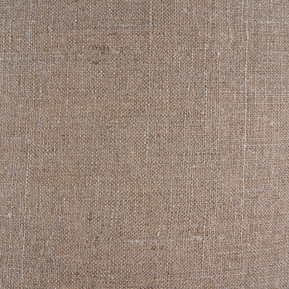 Toma Oiled Wood Tall Neck Table Lamp Base with Edward 35cm Natural Linen Cylinder Lampshade.