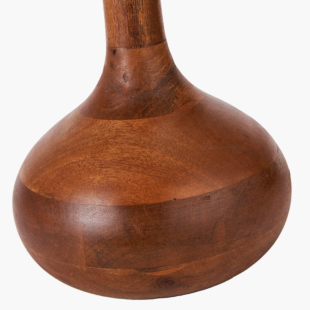 Toma Oiled Wood Tall Neck Table Lamp Base with Edward 35cm Natural Linen Cylinder Lampshade.