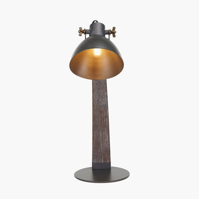 Pacific Lifestyle Lighting Topsham Wood & Grey Metal Curved Table Task Lamp House of Isabella UK