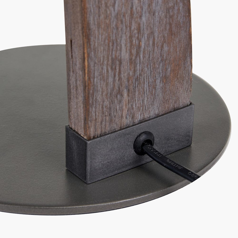 Topsham Wood & Grey Metal Curved Table Task Lamp.