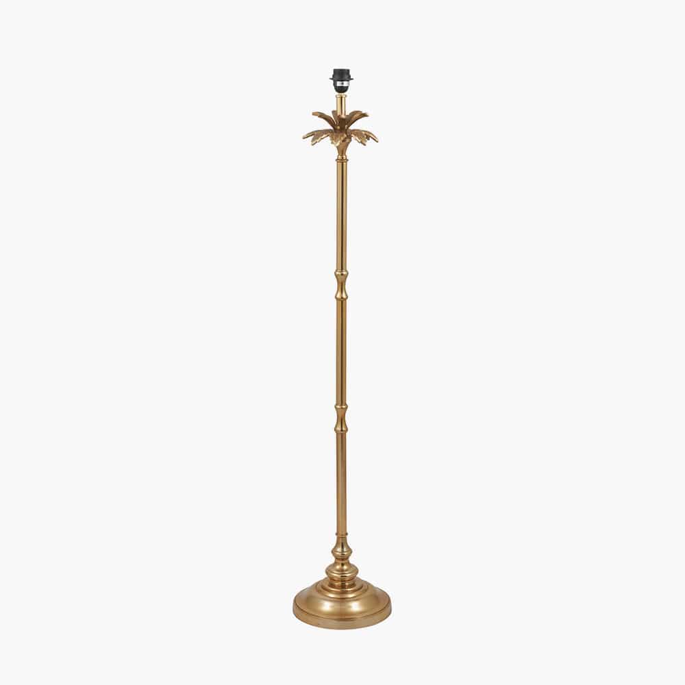 Pacific Lifestyle Lighting Trafalgar Gold Metal Palm Tree Floor Lamp Base with Henry 45cm White Handloom Cylinder Lampshade House of Isabella UK