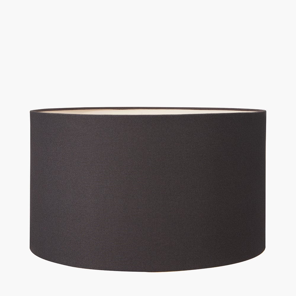 Trafalgar Nickel Metal Palm Tree Table Lamp Base with Henry 35cm Grey Handloom Cylinder Lampshade.