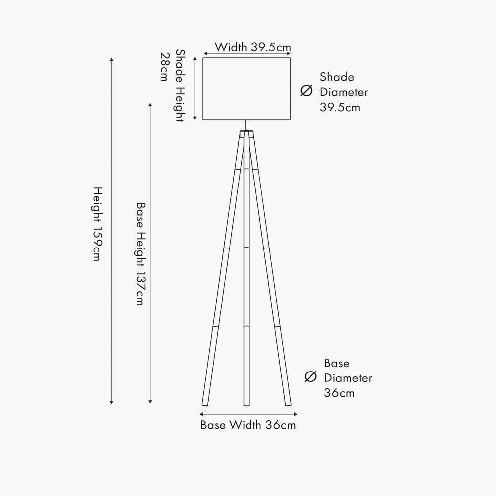 Vali Silver Metal and Grey Wood Grain Tripod Floor Lamp.